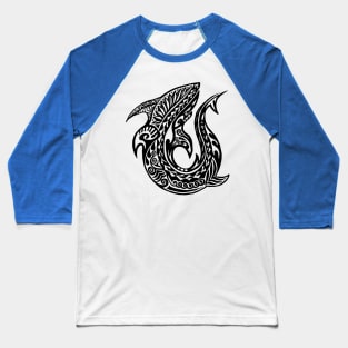 Shark Maori Tattoo Baseball T-Shirt